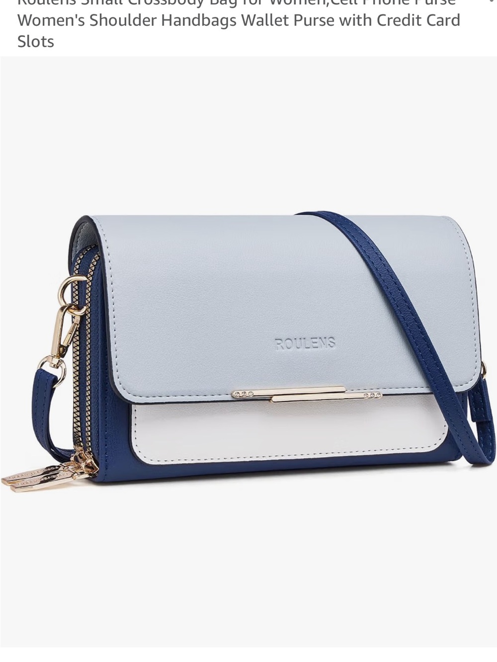 Roulens Women's Colorblock Crossbody Bag in Light Blue & Navy